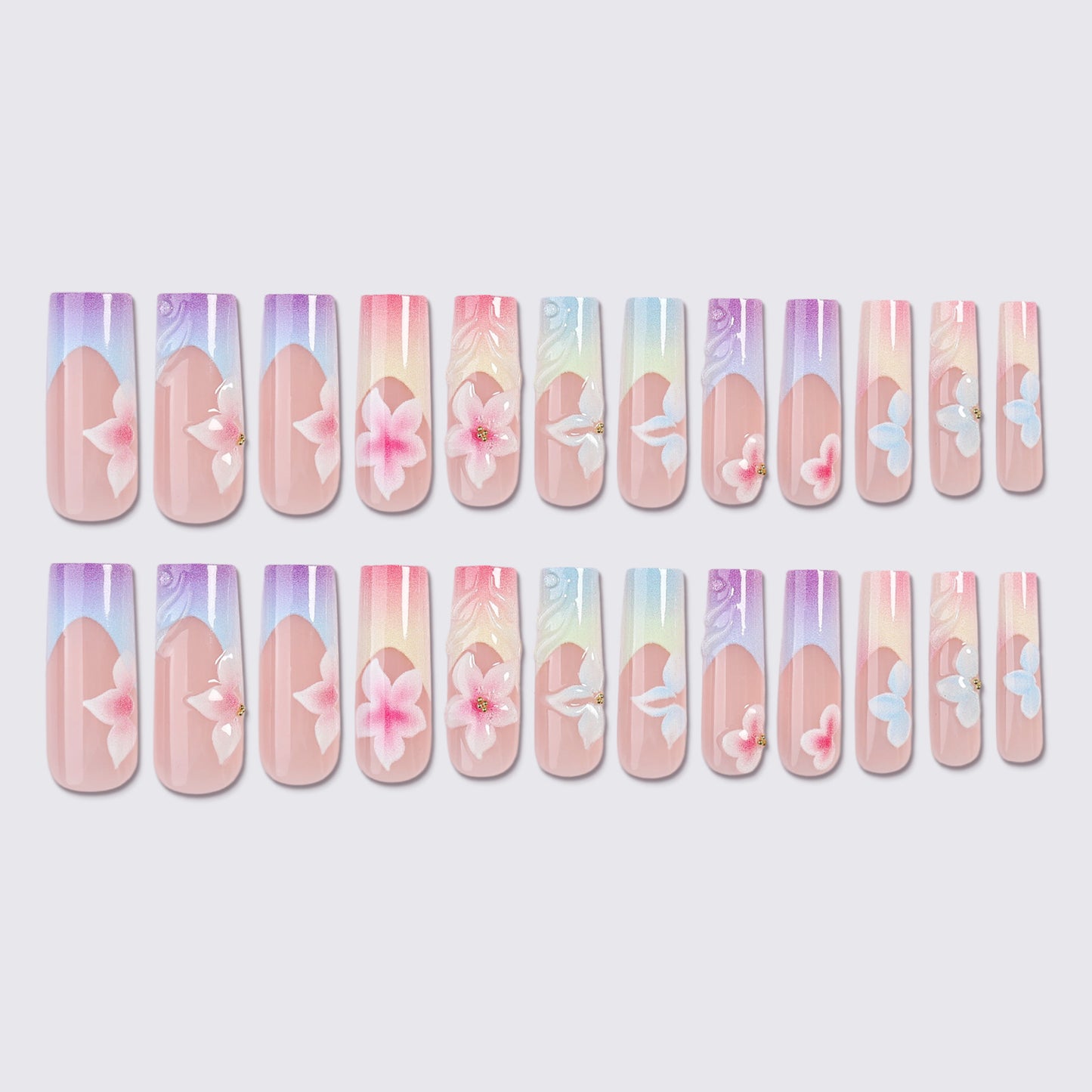 Elegante florale Ombre Press-On Nagel Set Brehn