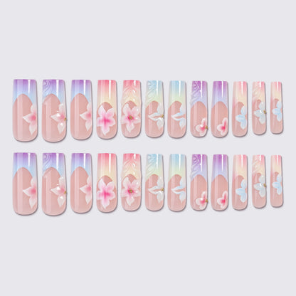 Elegante florale Ombre Press-On Nagel Set Brehn