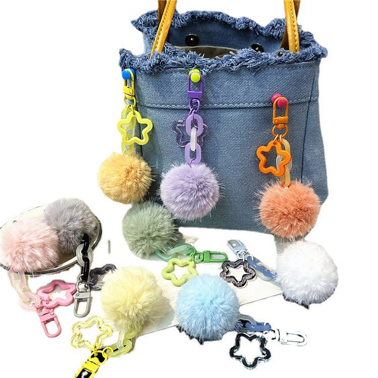 Niedlicher Flauschiger Pom-Pom Schlüsselanhänger Brehn