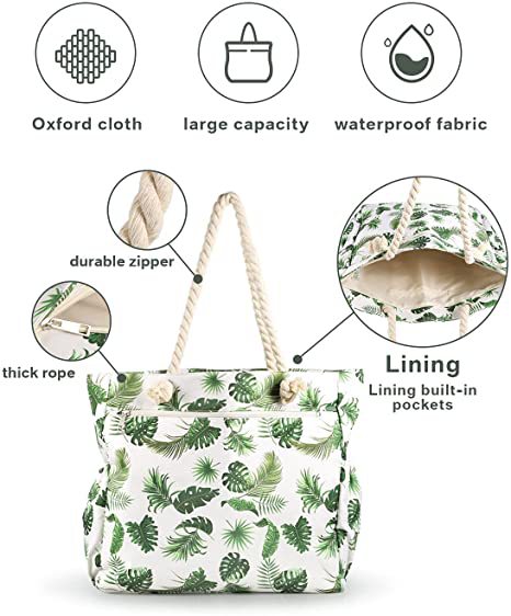Strandtasche mit Botanischem Motiv und Robusten Seilgriffen Brehn