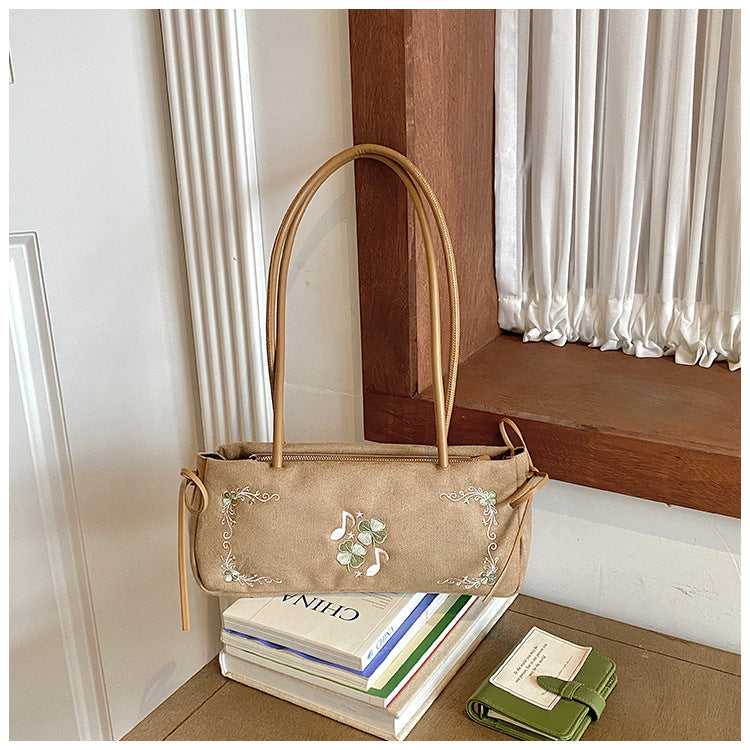 Bestickte Wildleder-Handtasche