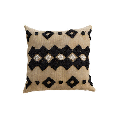 Strukturierter tribal-inspirierter gestrickter quadratischer Akzentkissen mit erhöhtem getuftetem Diamantmotiv