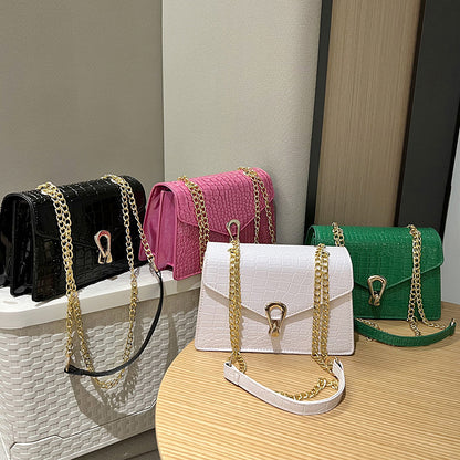 Elegante Krokodilstruktur Schulterhandtasche