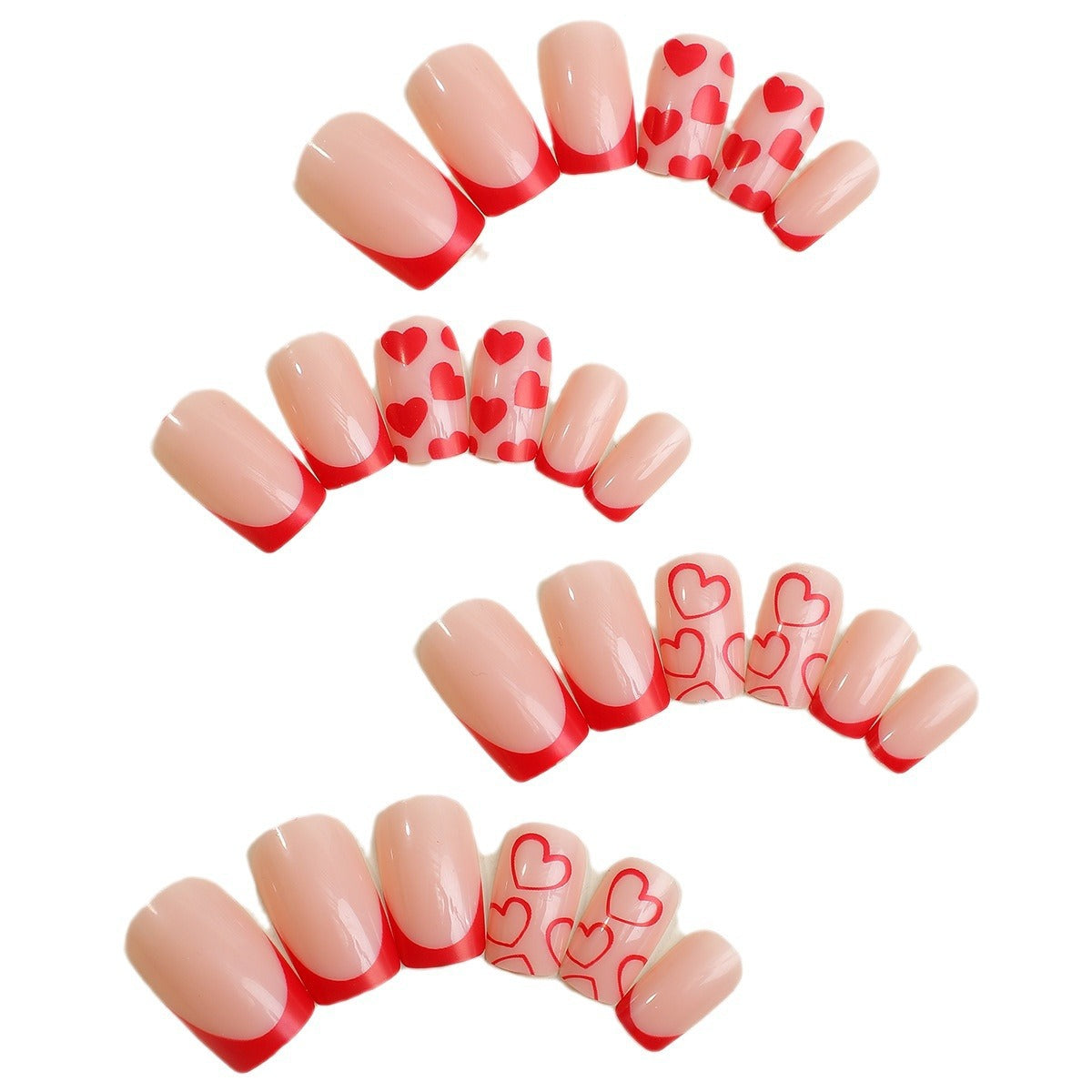 Kreatives Kunstnagelset mit Herzen und Spitzen Design Brehn