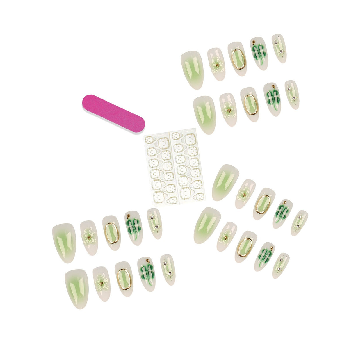 Elegantly gestaltetes floral Druck-Nagel-Set