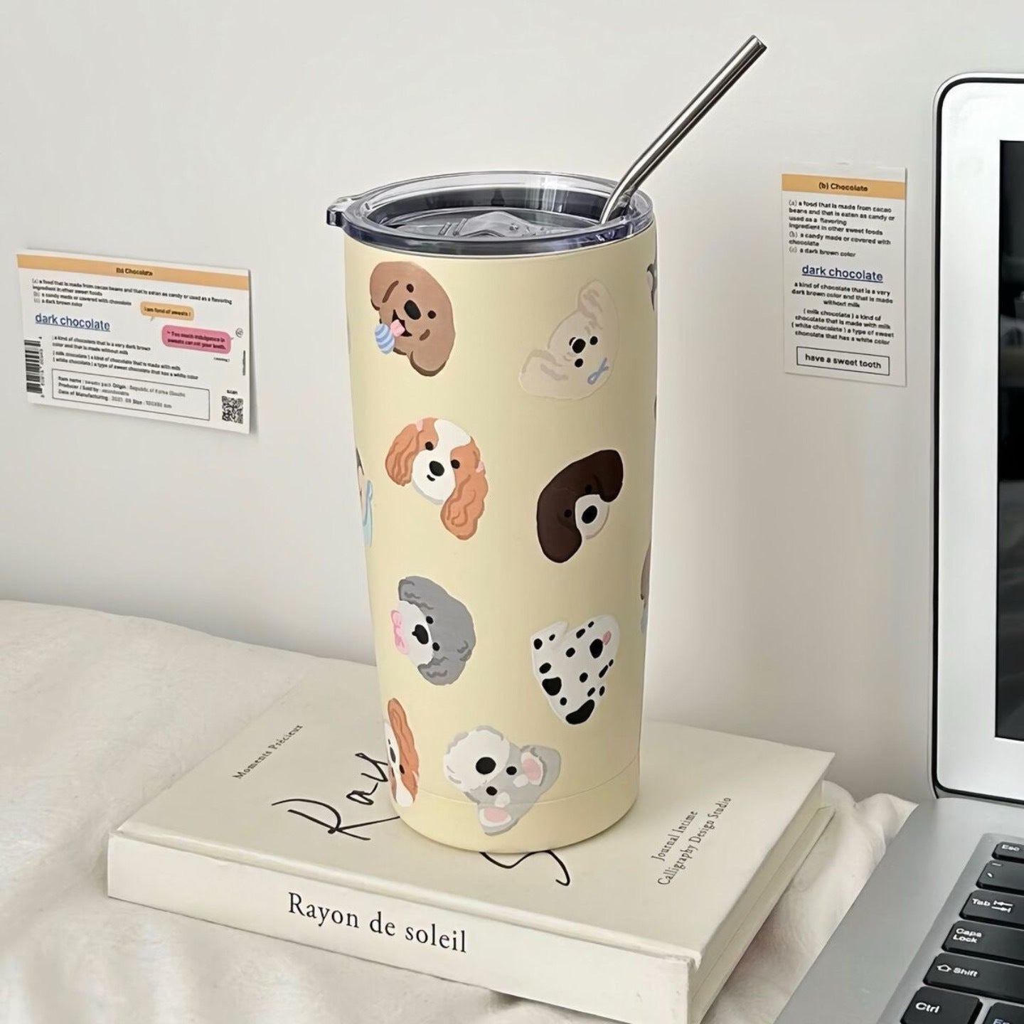 Damen Isoliertrinkbecher mit sicherem Silikondeckel und lustigem Hunde-Design Brehn