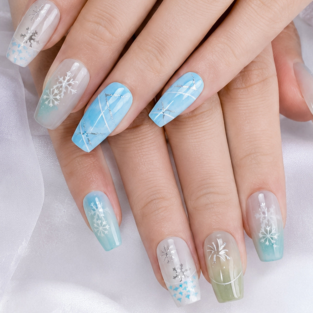 Festliche Schneeflocken Press-On Nagelkunst Brehn