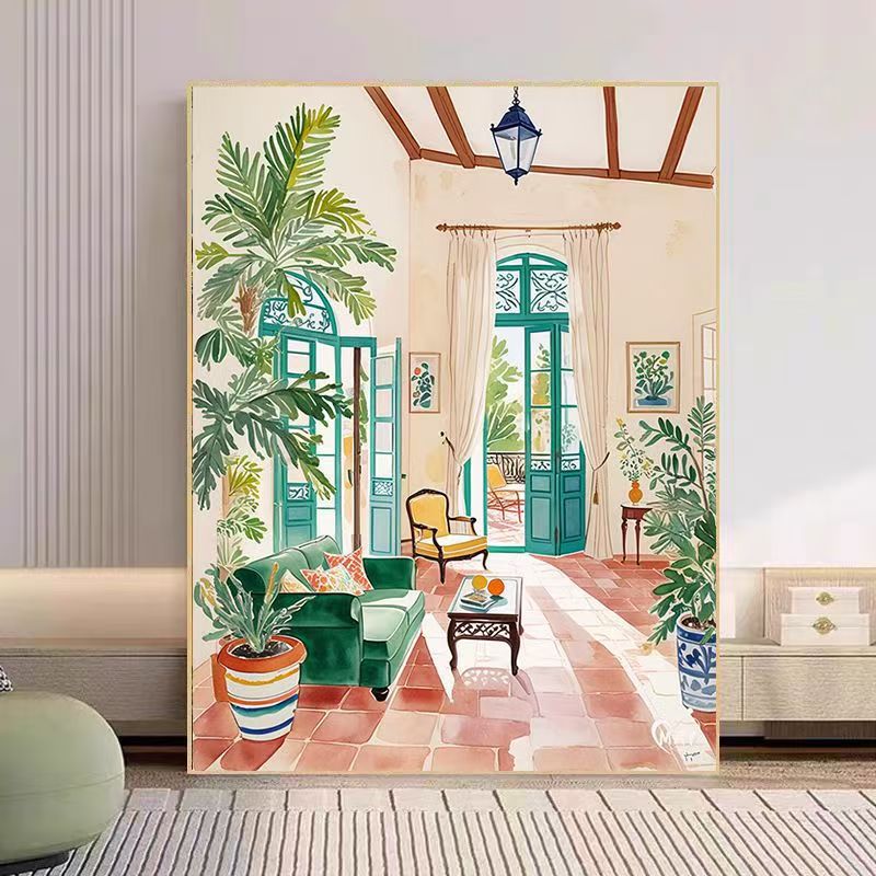 Gemütlicher Wohnzimmer Aquarell Kunstdruck Brehn