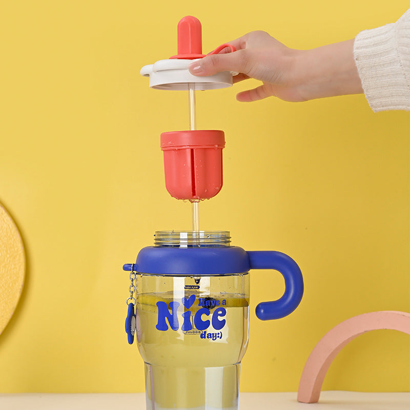 Unisex Trinkbecher mit integriertem Strohhalm und Auslaufschutz Brehn