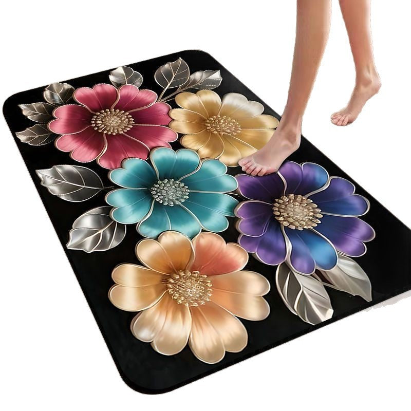Florales Design Rutschfeste Badematte Brehn