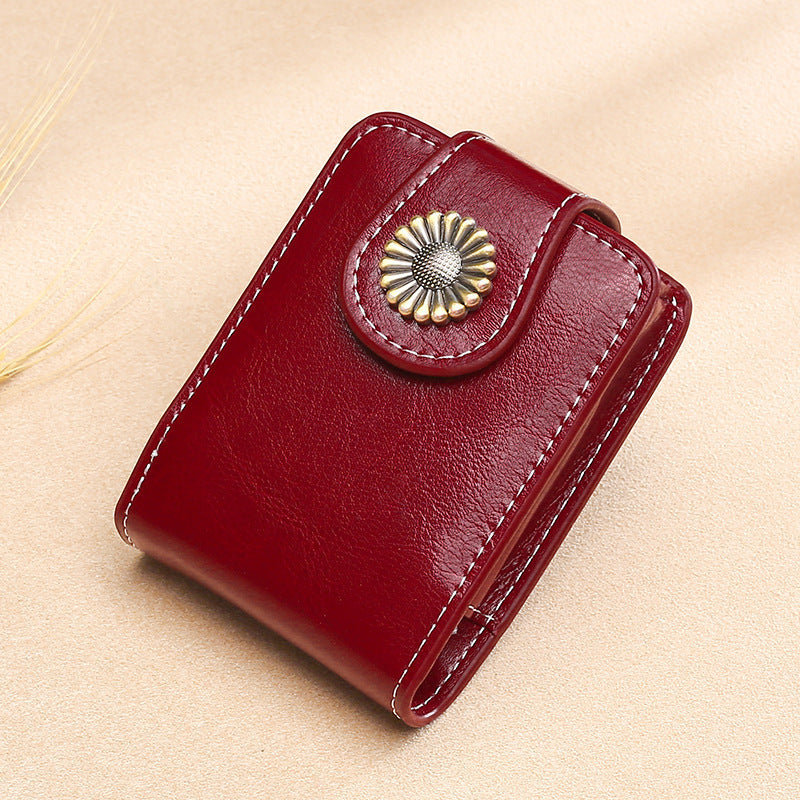 Vintage Leder Knopf Münztäschchen Brehn