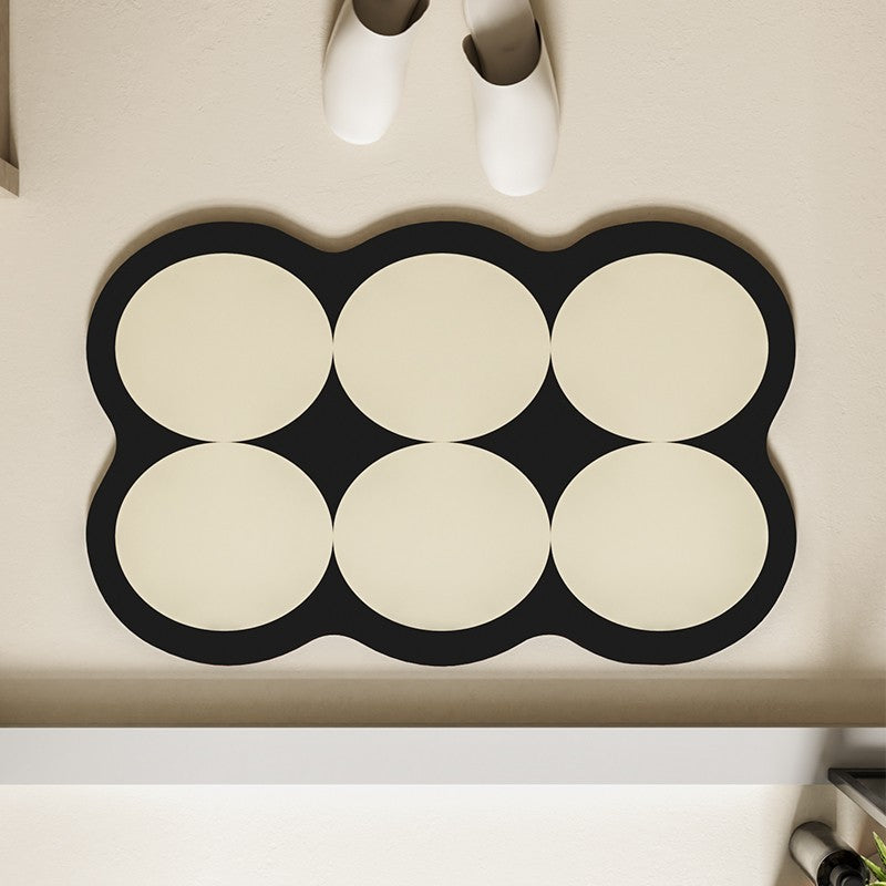 Absorbent Non-Slip Bathroom Mat with Circular Cushion Pads