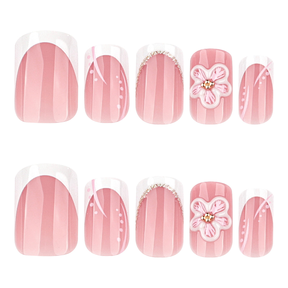 Kunstvolle Nagelverlängerungen mit Blumen-Design Brehn