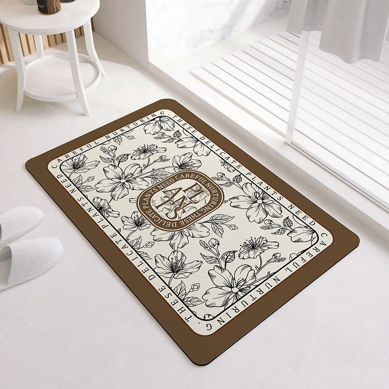Oval Floral Pattern Badmatte Brehn