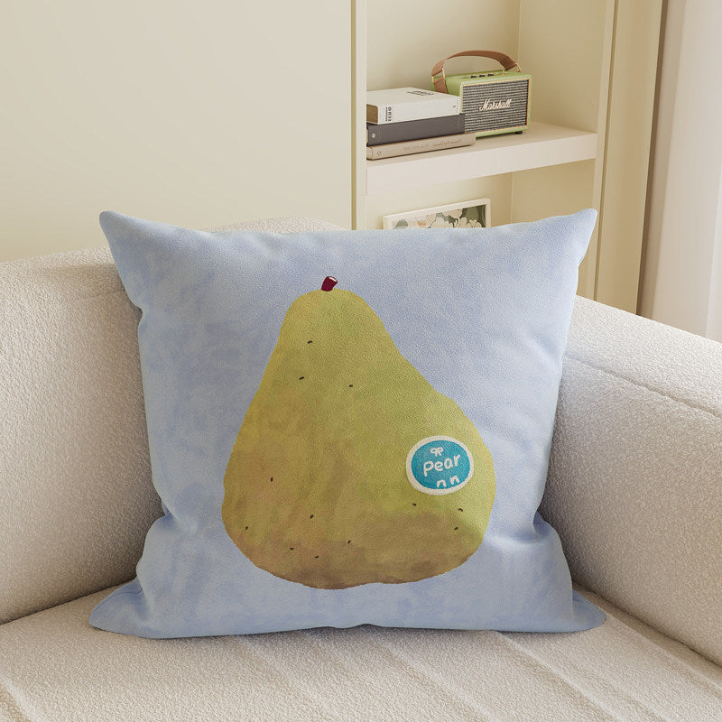 Decorative Square Throw Pillow Cover with Watercolor Lychee Botanical Print and Hidden Zipper
