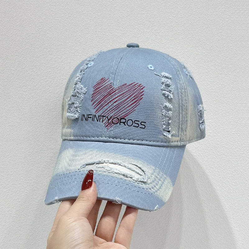 Damen Distressed Herz Bestickte Baseballmütze Brehn