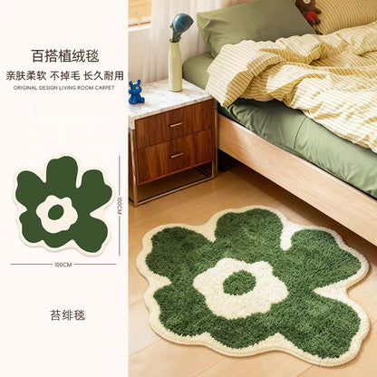 Blumenförmiger Plüsch Shag Akzentteppich