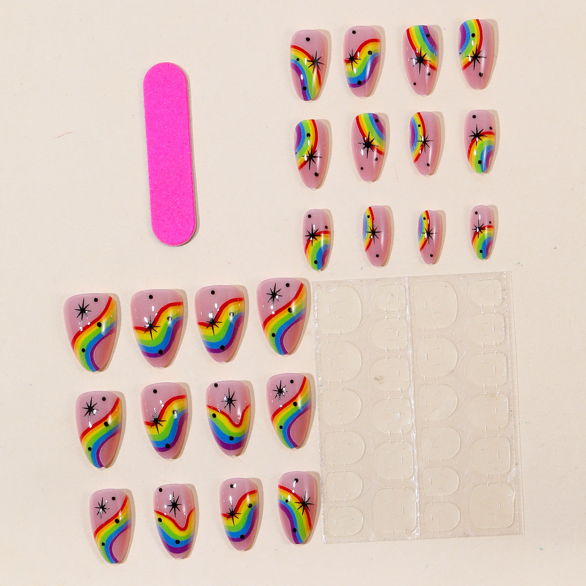 Bunte Regenbogen-Themen Nagelkunst Brehn