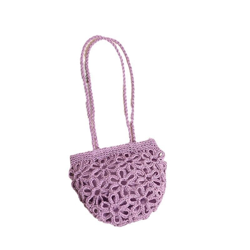 Damen Handgeknüpfte Korbtasche mit floralem Design Brehn