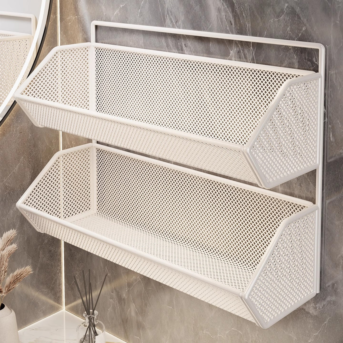 Wandmontierter Mesh-Badezimmer-Organizer-Regal