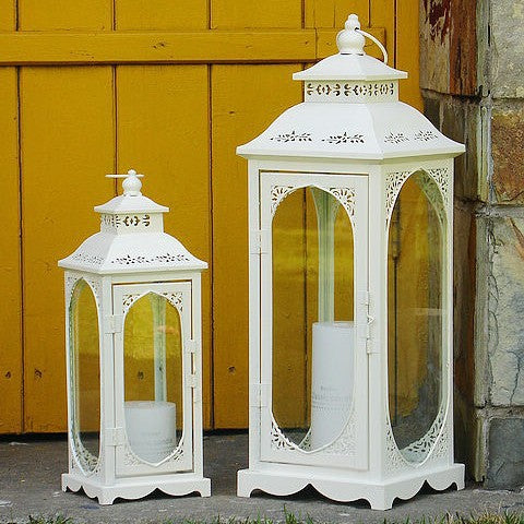 Dekoratives Vintage-Stil Metall- und Glaslaternen-Set mit schwenkbarer Tür Brehn
