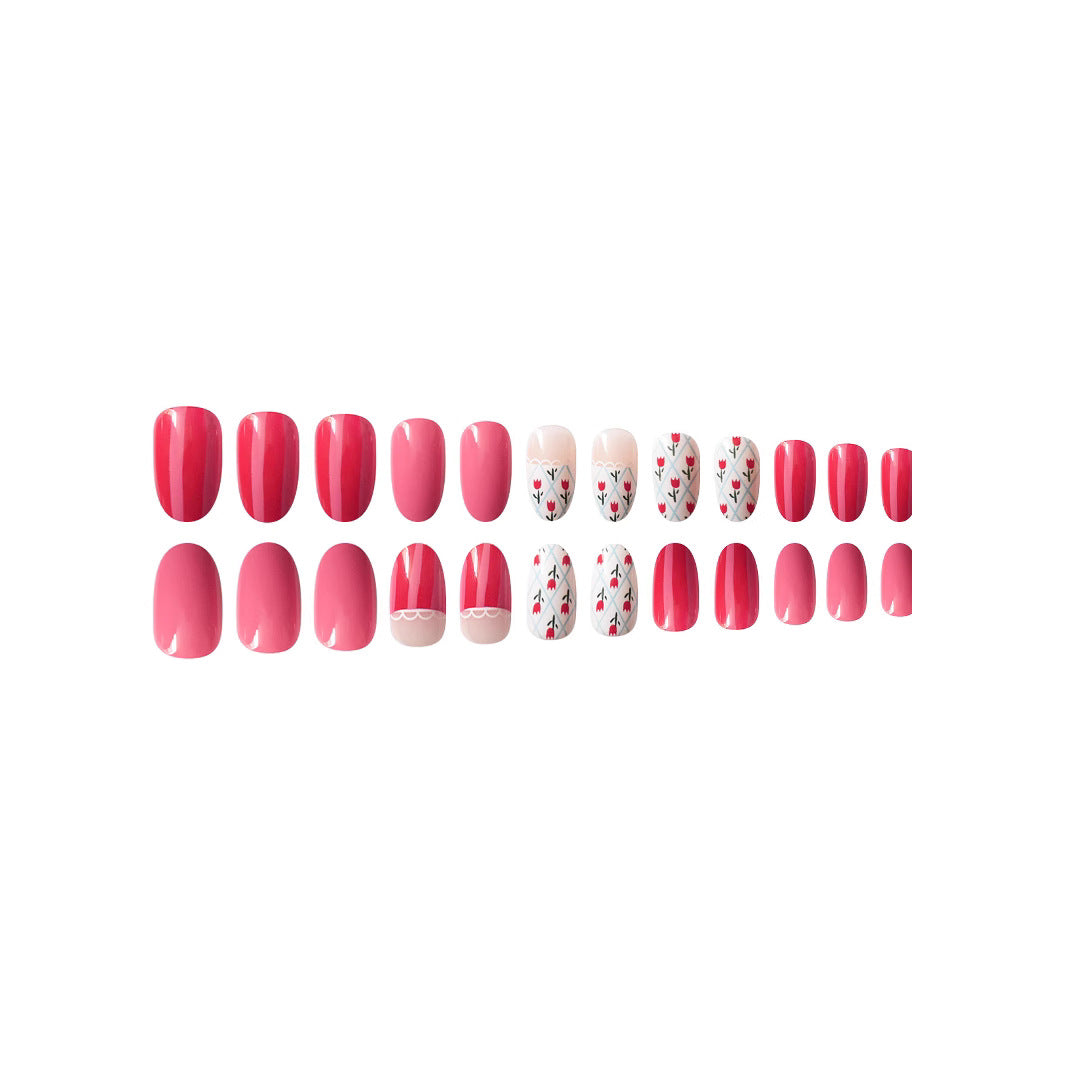 Künstlerisches Floral gemustertes Press-On Nail Art Set Brehn