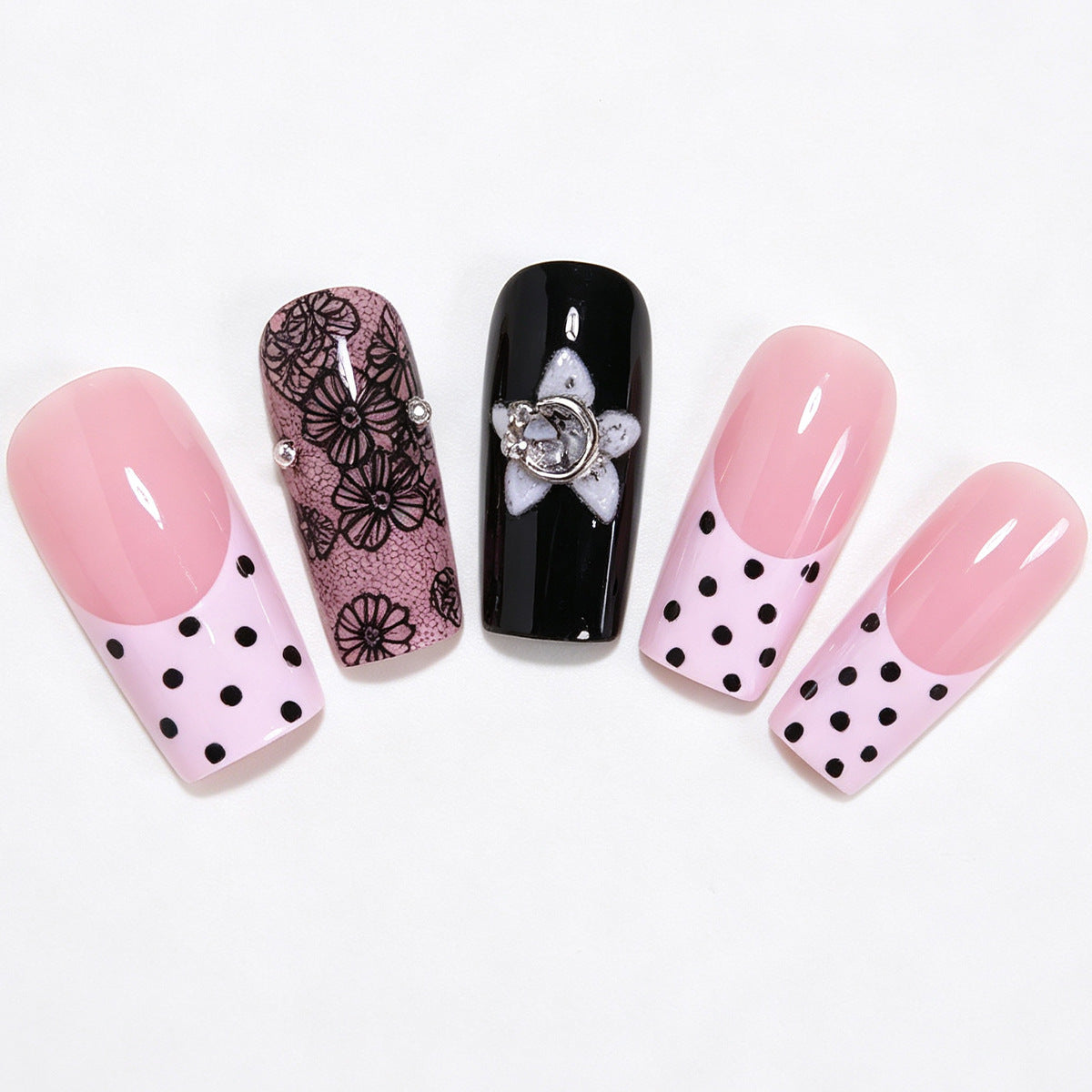 Floral Lace Design Press-On Nagelkunst Brehn