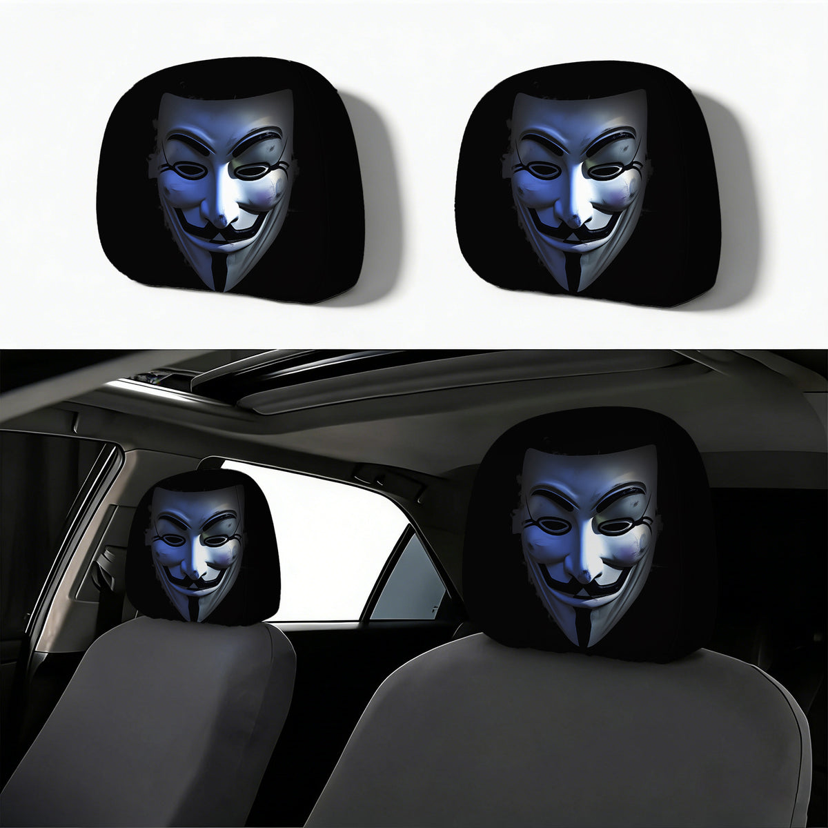 Auto-Kopfstützenbezug mit Retro-Horror-Motiv