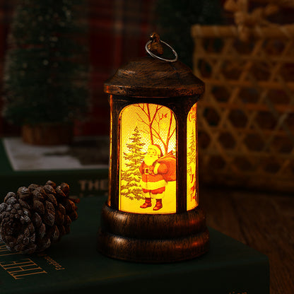 Nostalgische Weihnachtslaterne mit leuchtendem Weihnachtsmann-Motiv Brehn