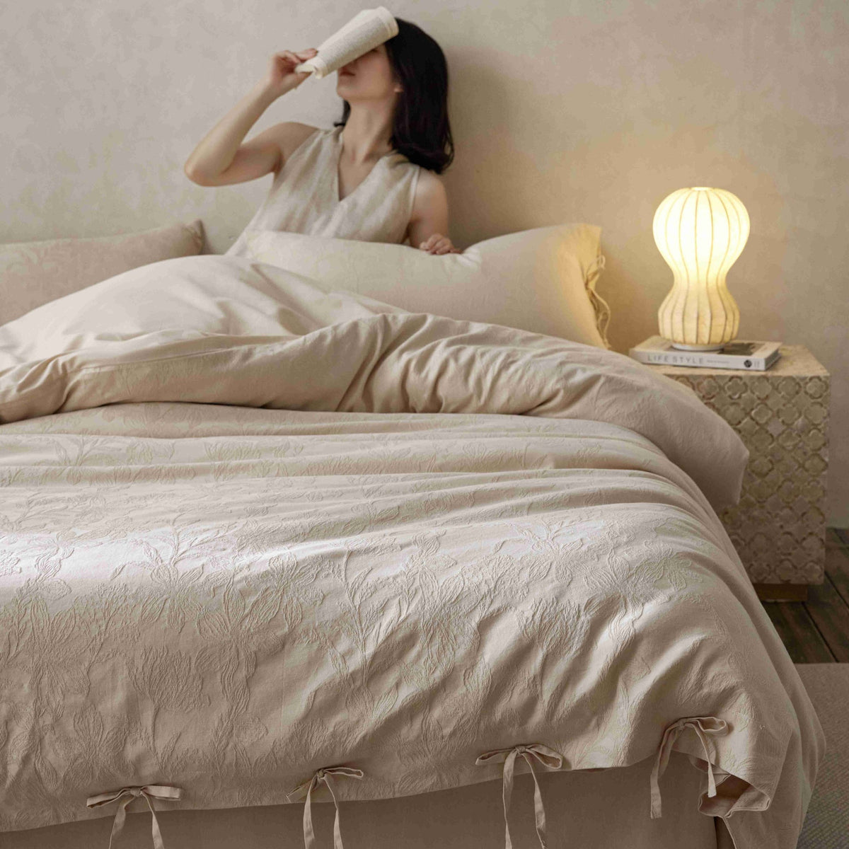 Luxus Jacquard Knotenverschluss Bettwäsche Set
