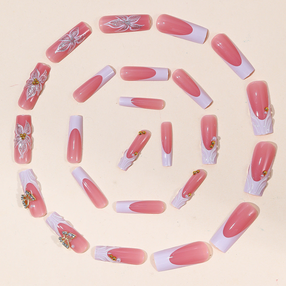 Elegante Blumen Nagelkunst Verlängerungen Brehn