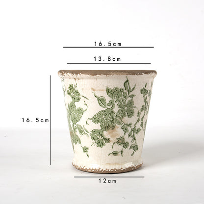 Dekorativer Keramik Blumentopf mit floralem Design Brehn