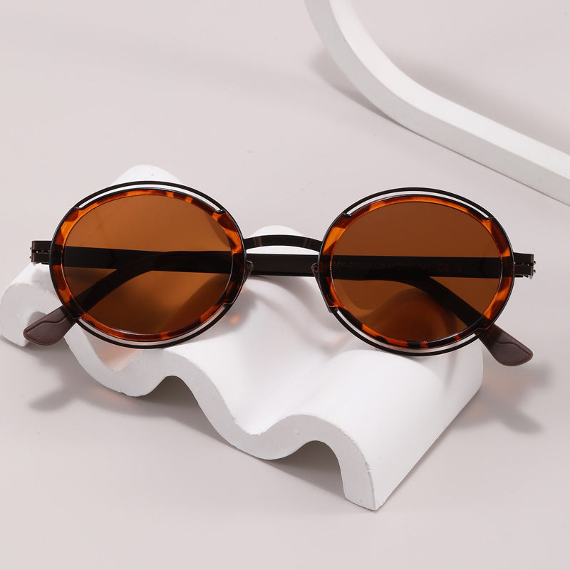 Damen modische runde Sonnenbrille mit elegantem Metallrahmen Brehn