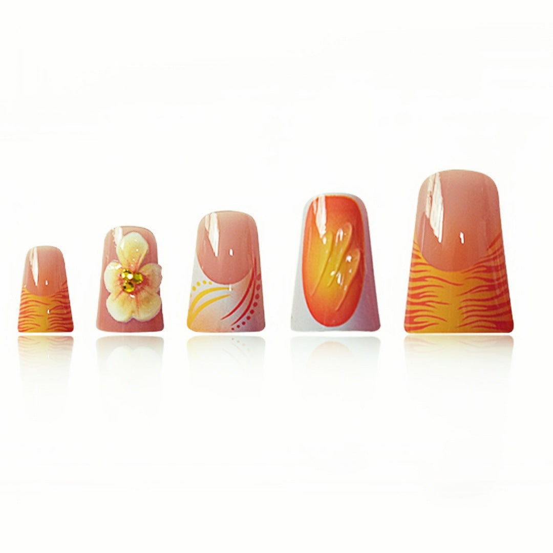 Dekorative florale Press-On Nagelset Brehn