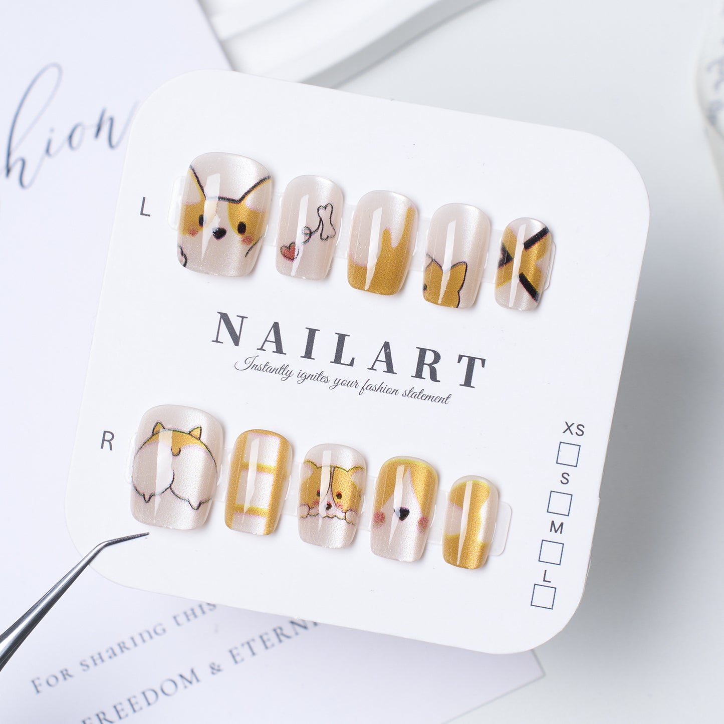Künstlerisches Tier-Themen Press-On Nagelset Brehn