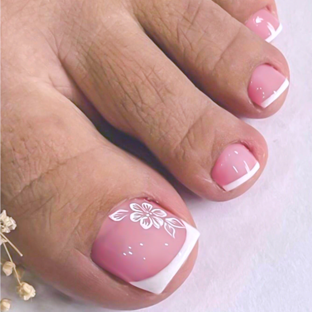 Dekoratives French Tip Zehennagel Set Brehn