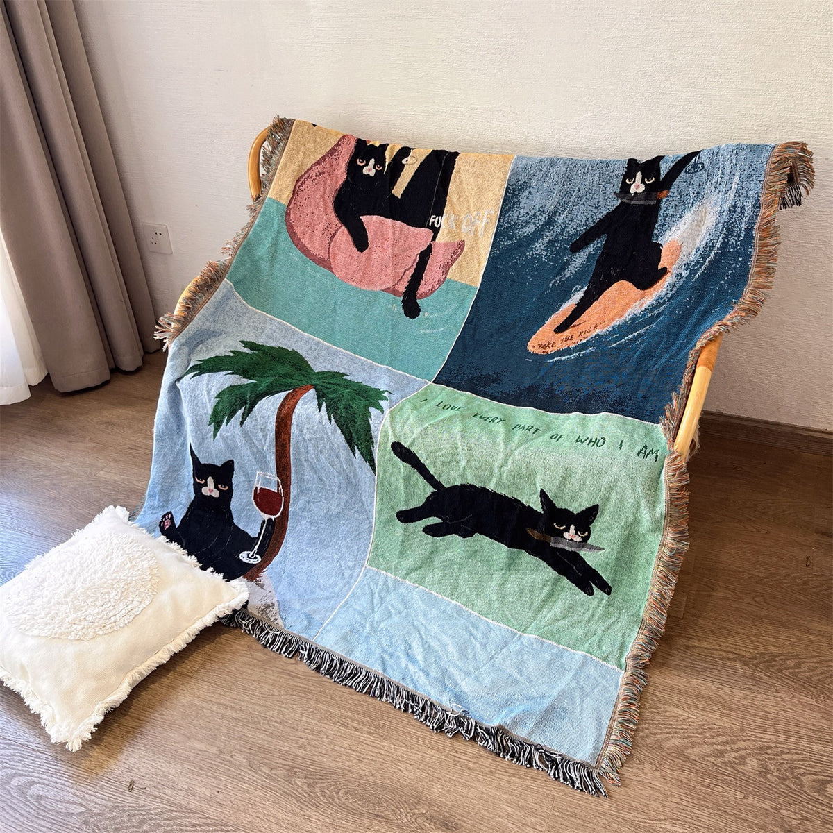 Künstlerische katzenmotivierte Wurfdecke