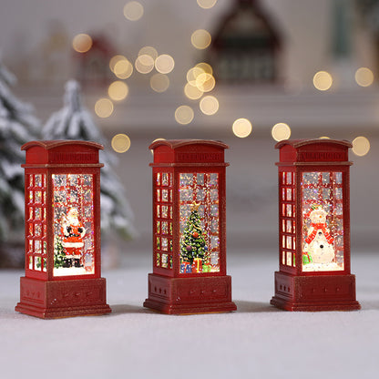 Weihnachtlich gestaltete Miniatur-Telefonzelle Dekoration