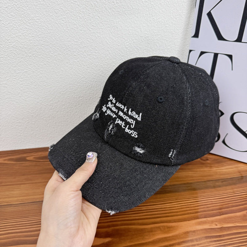 Damen Distressed Denim Statement Cap Brehn