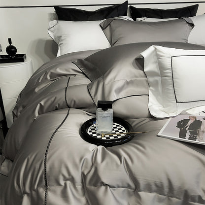 Luxus Satin Bettwäsche Set mit geketteltem Rand und hypoallergenem Mikrofaser