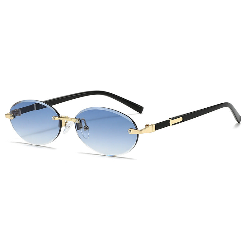 Damen modische ovale Sonnenbrille mit trendigem Metallrahmen Brehn