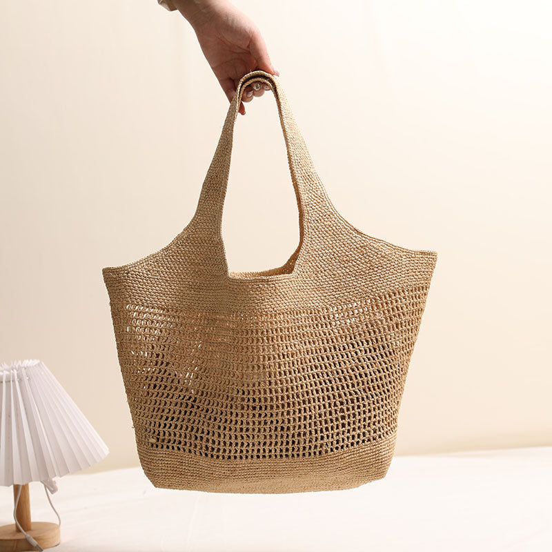 Damen Handgeknüpfte Strandtasche aus natürlichem Bastmaterial Brehn