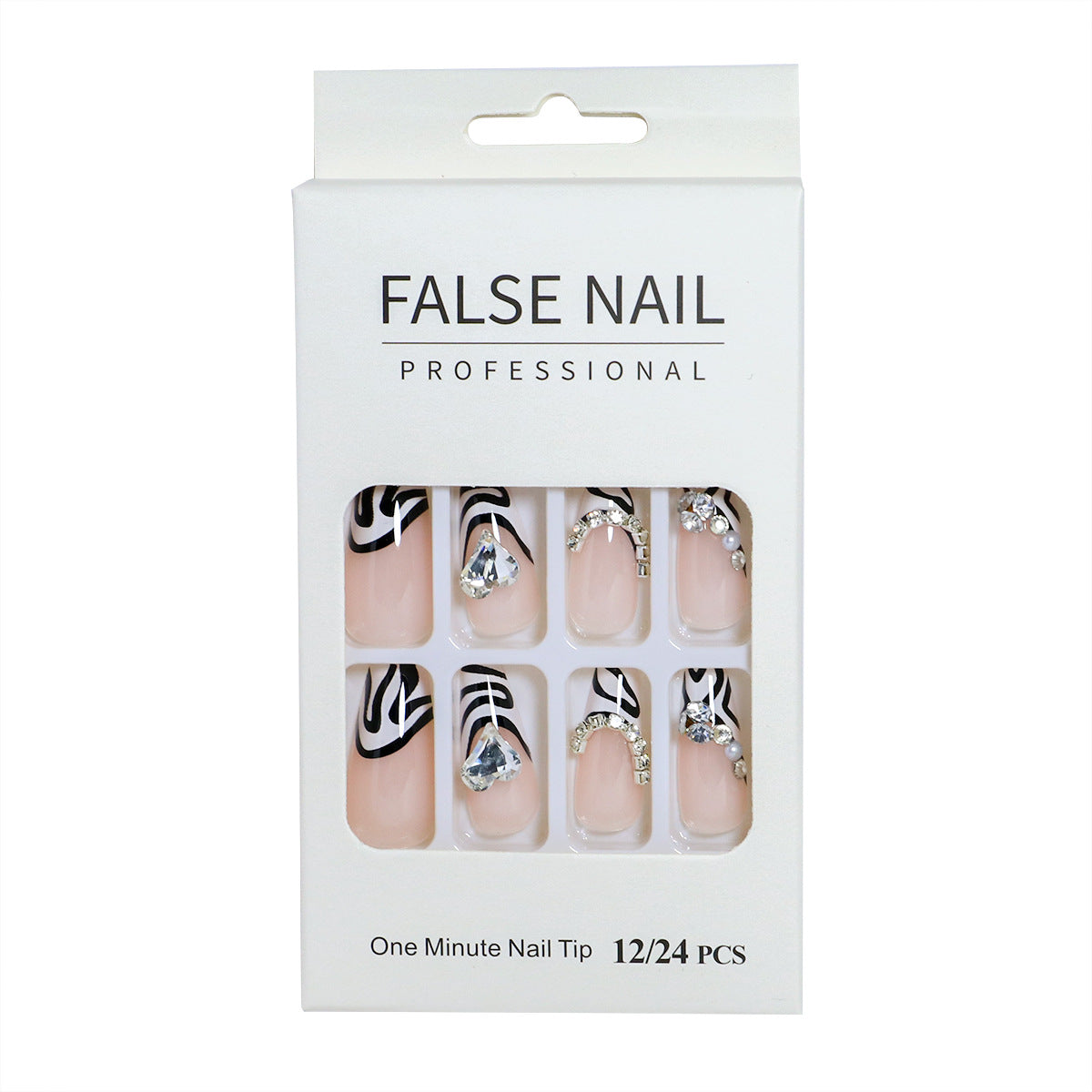 Dekorativer Press-On-Nagelset mit 3D-Akzenten Brehn