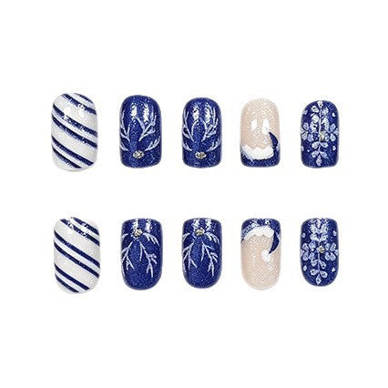 Künstlerische winterliche Acryl-Nagelkunstverzierungen Brehn