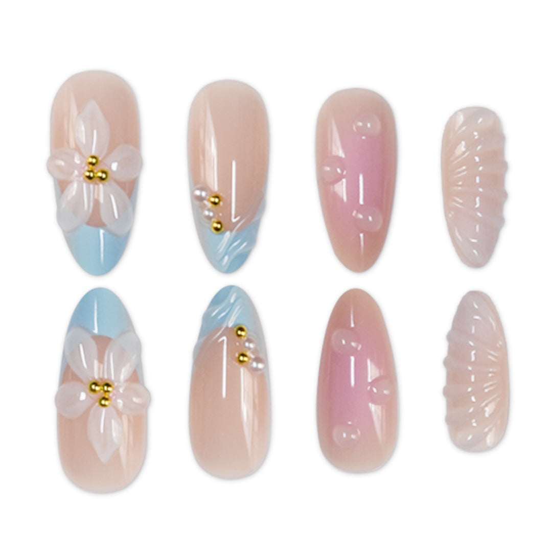 Künstlerisches florales Design Press-On Nagelset Brehn
