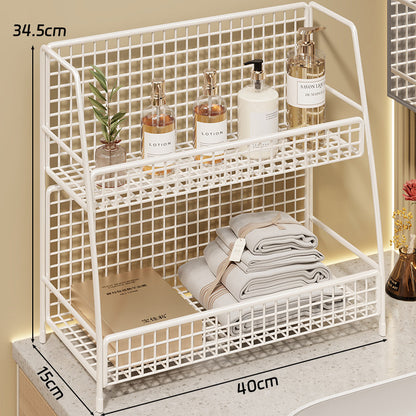 Winkelständer mit drei Drahtkörben und Gitterrückwand für geneigte Desktop-Mesh-Gepäckablage und -Thekenorganizer