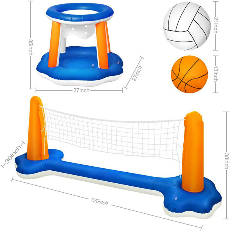 Unisex Aufblasbares Wasser-Spielset mit Volleyball- und Basketballnetz Brehn