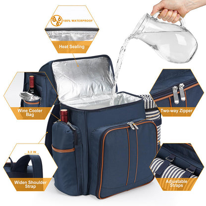 Isolierte Picknick-Rucksack mit Essgeschirr