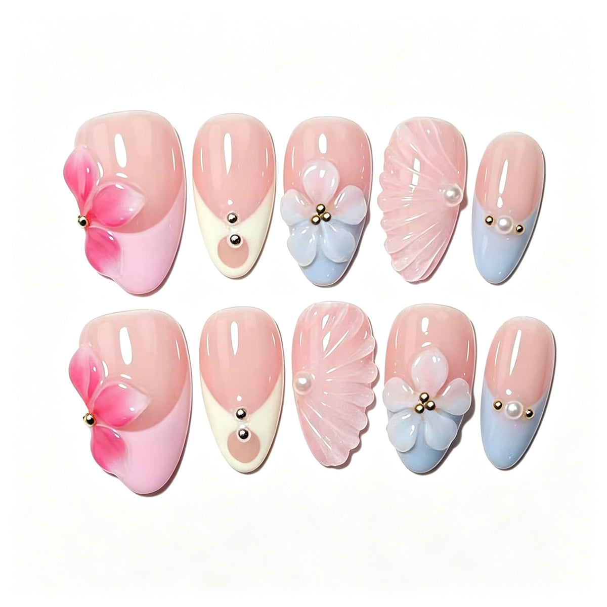 Blumenverstärktes Press-On Nagelkunstset Brehn