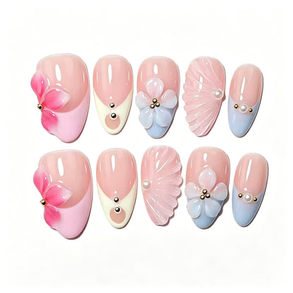 Blumenverstärktes Press-On Nagelkunstset Brehn
